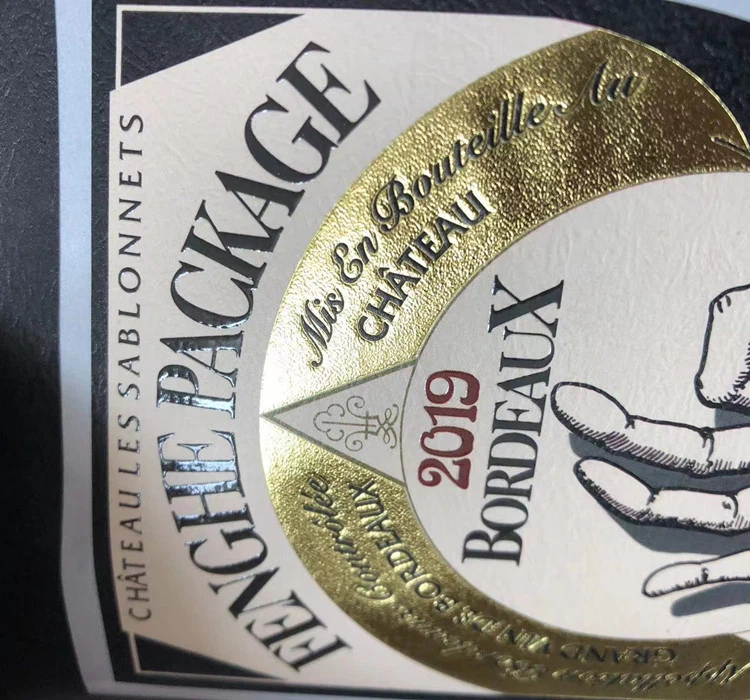 3 gold foil wine label
