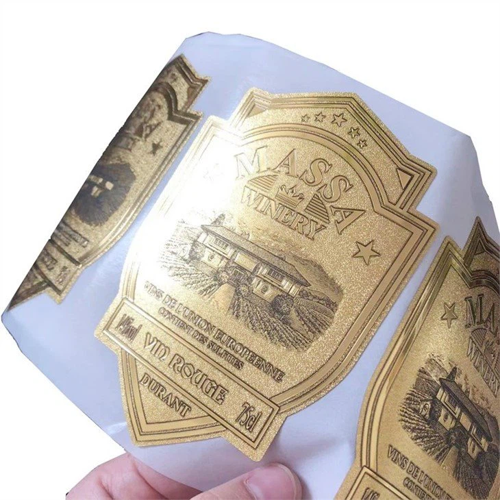 2 glossy wine labels